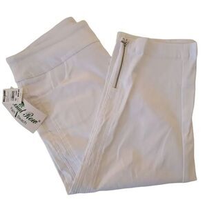 NWT Coconut Row Womens Palm Beach Side Zipper Rayon Capri Pants White Size 10P